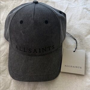 All Saints Dark Gray Embroidered Logo Cap